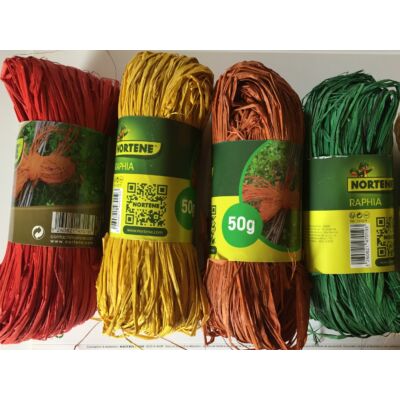 RAFFIA NATURAL természetes kötöző, 50 g, színes (zöld, sárga, piros vegyesen)